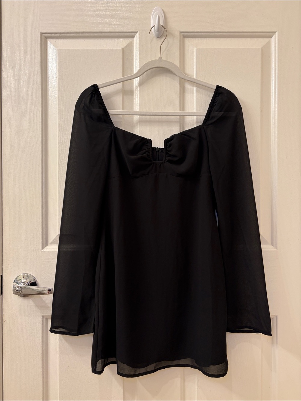 Princess Polly monologue Long-Sleeve Mini Dress with Square Neck black sz 2